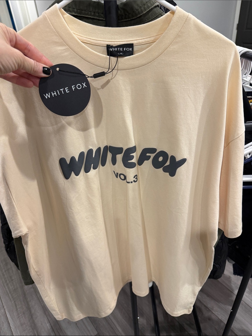 White Fox Boutique Cream Graphic Men's Tee - Oversized Relaxed Fit